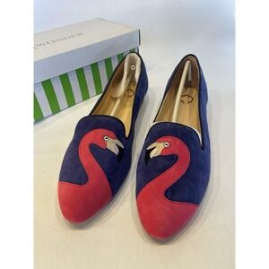 C Wonder Blue Suede Flamingo Flats Size 9.5W